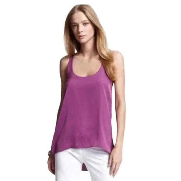 BCBGMaxazria Edita Sleeveless Twist Back High-Low Tank Top Magenta Women's S - Picture 1 of 5
